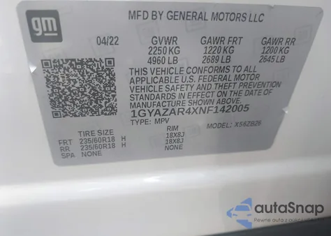 2022 Cadillac Xt4 Fwd Luxury из США, поврежденный, VIN 1GYAZAR4XNF142005